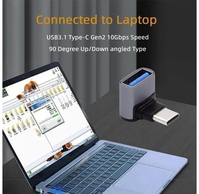 Alt view image 2 of 7 - Up Down Angled USB-C Type-C to USB 3.0 Female OTG Adapter 90 Degree for Laptop Tablet Phone