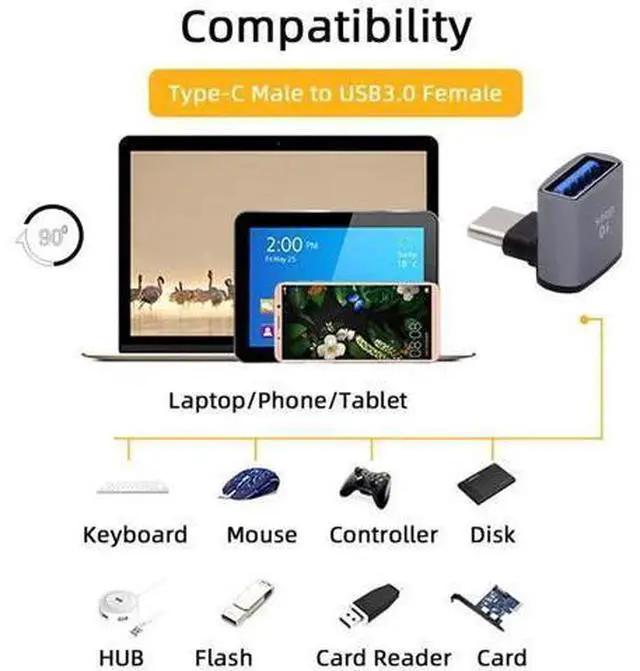 Alt view image 6 of 7 - Up Down Angled USB-C Type-C to USB 3.0 Female OTG Adapter 90 Degree for Laptop Tablet Phone