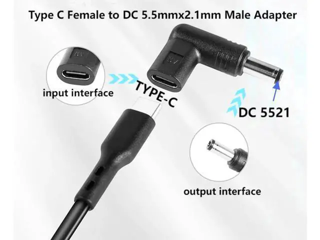 Alt view image 6 of 7 - DC5521 to Type-C 90 Degree Adapter DC 5.5mmx2.1mm Male Plug to USB C Female Converter 5V Power Supply Charge Adapter for LED Lamp Projector Sound Camera Router 2pcs