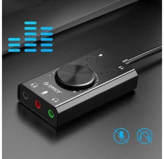 Main image of External USB Sound Card Stereo Mic Speaker Headset Audio Jack 3.5mm Cable Adapter Mute Switch Volume Adjustment Free Drive
