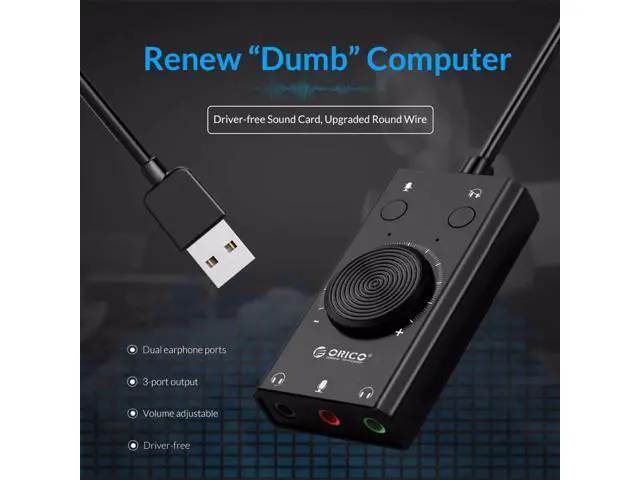 Alt view image 3 of 7 - External USB Sound Card Stereo Mic Speaker Headset Audio Jack 3.5mm Cable Adapter Mute Switch Volume Adjustment Free Drive