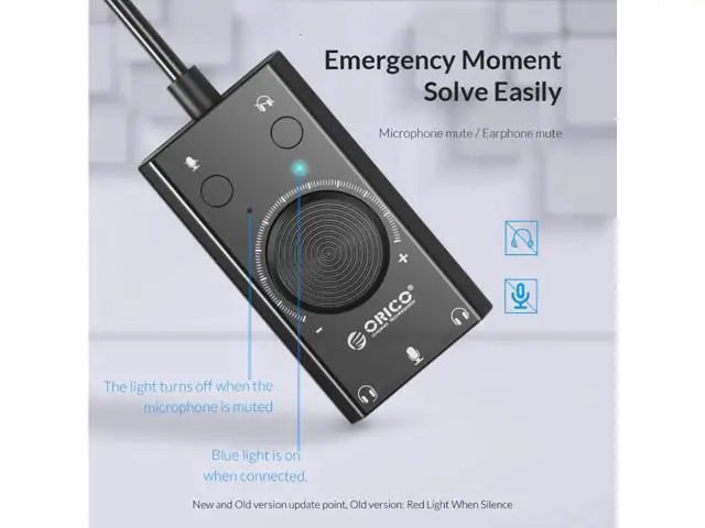 Alt view image 7 of 7 - External USB Sound Card Stereo Mic Speaker Headset Audio Jack 3.5mm Cable Adapter Mute Switch Volume Adjustment Free Drive