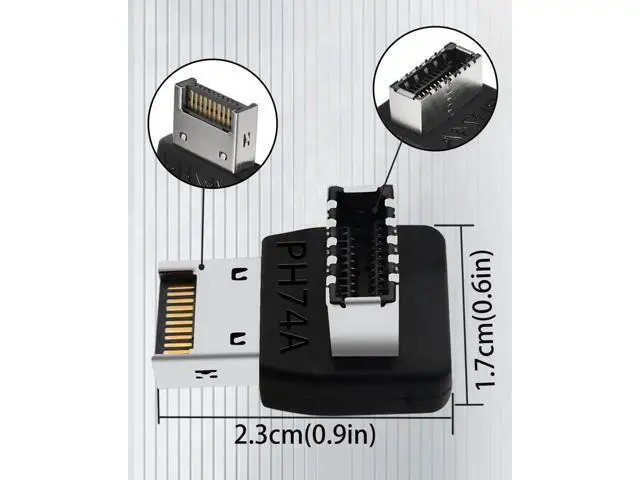 Alt view image 2 of 6 - USB C Motherboard AdapterUSB 3.2 Type E 90 Degree Front Panel Internal Connector Header Converter for Motherboard Black C