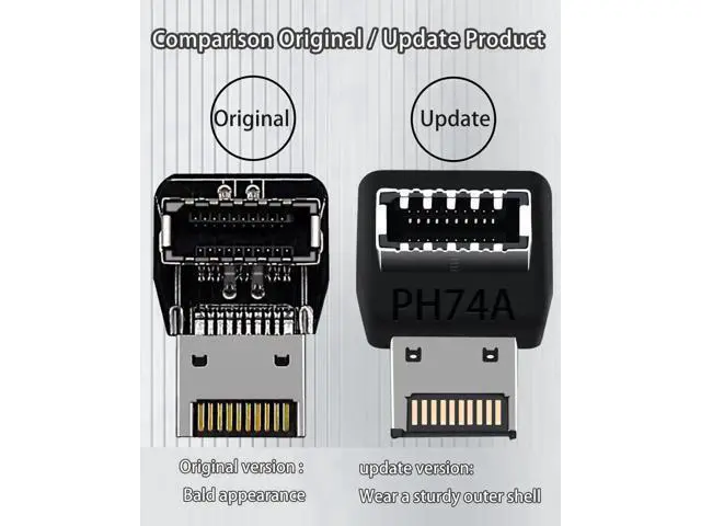 Alt view image 3 of 6 - USB C Motherboard AdapterUSB 3.2 Type E 90 Degree Front Panel Internal Connector Header Converter for Motherboard Black C