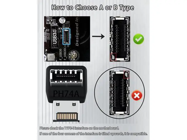 Alt view image 5 of 6 - USB C Motherboard AdapterUSB 3.2 Type E 90 Degree Front Panel Internal Connector Header Converter for Motherboard Black C