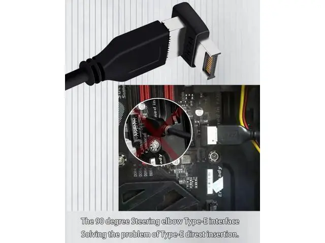 Alt view image 6 of 6 - USB C Motherboard AdapterUSB 3.2 Type E 90 Degree Front Panel Internal Connector Header Converter for Motherboard Black C