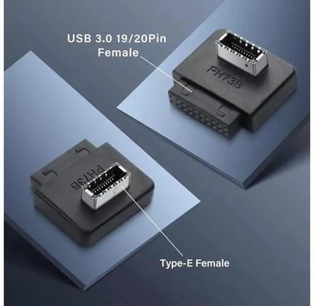 Alt view image 5 of 7 - USB 3.0 Front Panel Header USB 3.0 19/20Pin to Type E Motherboard Header Adapter 19Pin Female to Type-E Female Front Connector Converter