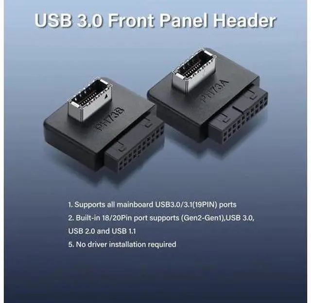 Alt view image 7 of 7 - USB 3.0 Front Panel Header USB 3.0 19/20Pin to Type E Motherboard Header Adapter 19Pin Female to Type-E Female Front Connector Converter