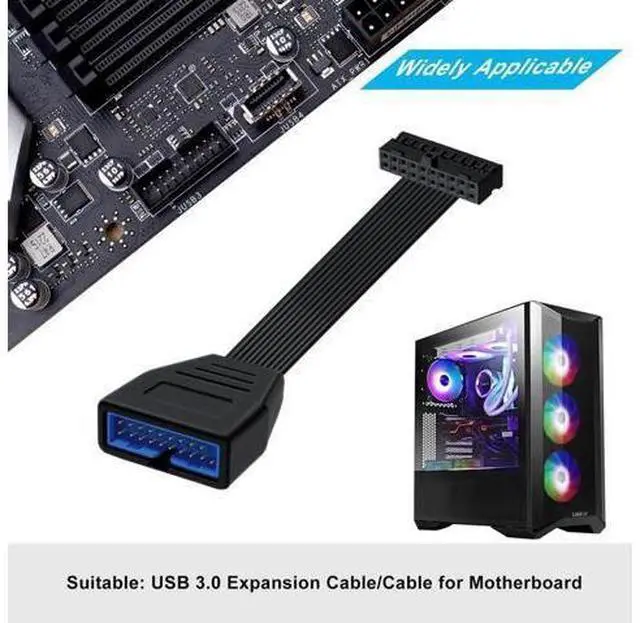 Alt view image 2 of 7 - USB 3.0 19/20 Pin Extension Cable USB 3.0 19/20 Pin Internal Extension Header Adapter Cable, for Desktop Computers (30 cm)