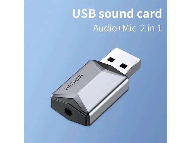 Alt view image 2 of 7 - 2 in 1 USB Sound Card Portable External 3.5mm Microphone Audio Adapter for PC Laptop PS4/5 Earphone Speaker Windows Mac