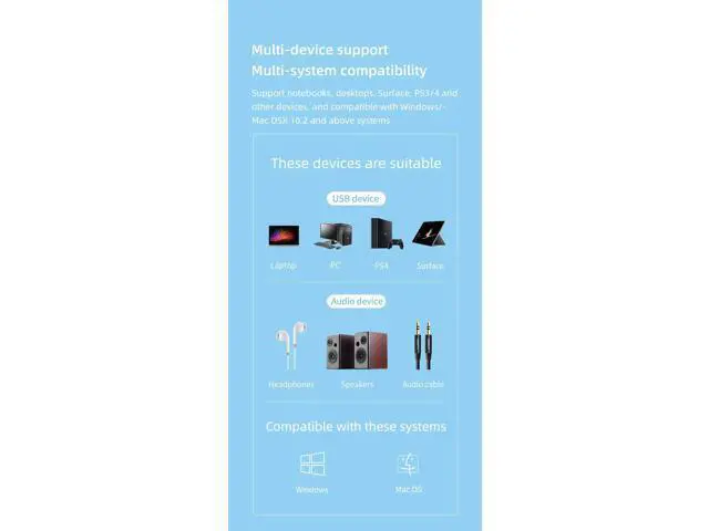 Alt view image 5 of 7 - 2 in 1 USB Sound Card Portable External 3.5mm Microphone Audio Adapter for PC Laptop PS4/5 Earphone Speaker Windows Mac