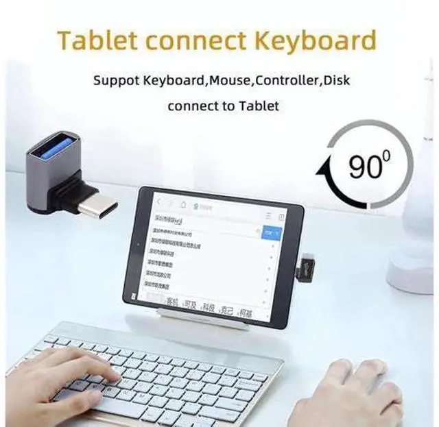 Alt view image 5 of 7 - Up Down Angled USB-C Type-C to USB 3.0 Female OTG Adapter 90 Degree for Laptop Tablet Phone
