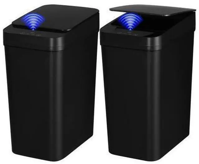 Main image of 2 Pack Bathroom Trash can,Smart Touchless Trash Can,Automatic Motion Sensor Trash Bin with Lid,2.4 Gallon Garbage Can, Kitchen, Bathroom, Office, Bedroom Trash can (Black+Black)