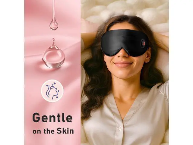 Alt view image 5 of 7 - Heated Eye Mask, Silk Cordless Warm Eye Compress for Dry Eyes, Light Blocking Heat Eye Mask for Women Men, Soft Eye Heating Pad for Dry Eyes, Travel, Rechargeable, Washable Cover (Black)