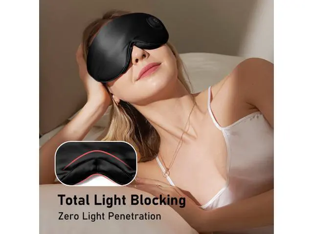 Alt view image 6 of 7 - Heated Eye Mask, Silk Cordless Warm Eye Compress for Dry Eyes, Light Blocking Heat Eye Mask for Women Men, Soft Eye Heating Pad for Dry Eyes, Travel, Rechargeable, Washable Cover (Black)