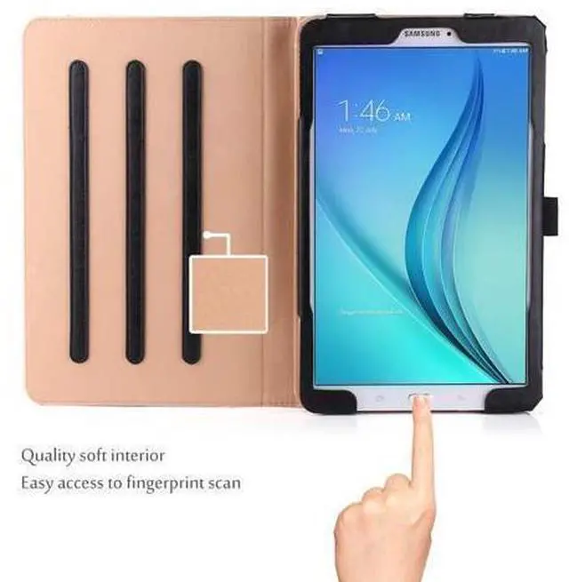 Alt view image 2 of 5 - Galaxy Tab E 9.6 Case Vintage Stand Folio Case Cover for Galaxy Tab E 9.6"/ Tab E Nook 9.6-Inch Tablet (SM-T560 / T561 / T565 and SM-T567V Verizon 4G LTE Version) -Black