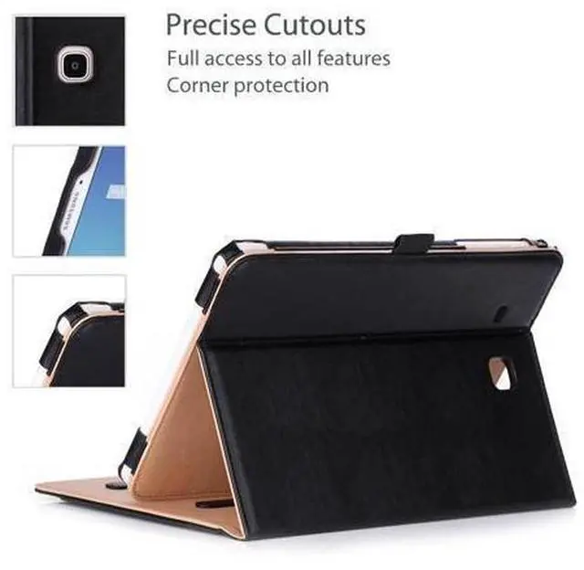 Alt view image 4 of 5 - Galaxy Tab E 9.6 Case Vintage Stand Folio Case Cover for Galaxy Tab E 9.6"/ Tab E Nook 9.6-Inch Tablet (SM-T560 / T561 / T565 and SM-T567V Verizon 4G LTE Version) -Black