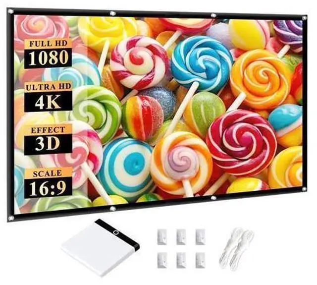 Main image of Outdoor Portable Projector Screen 120 Inch: 16:9 4K HD Foldable and Anti-Crease Projection Screen Support Double Sided Projection for Home Theater