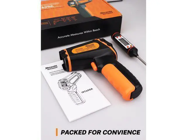 Alt view image 6 of 7 - Infrared Thermometer Gun -58°F to 1112°F, Laser Temperature Gun with Adjustable Emissivity, Max/Min/Hold for Cooking, BBQ, Freezer, Industrial Use,with Long Probe Meat Thermometer