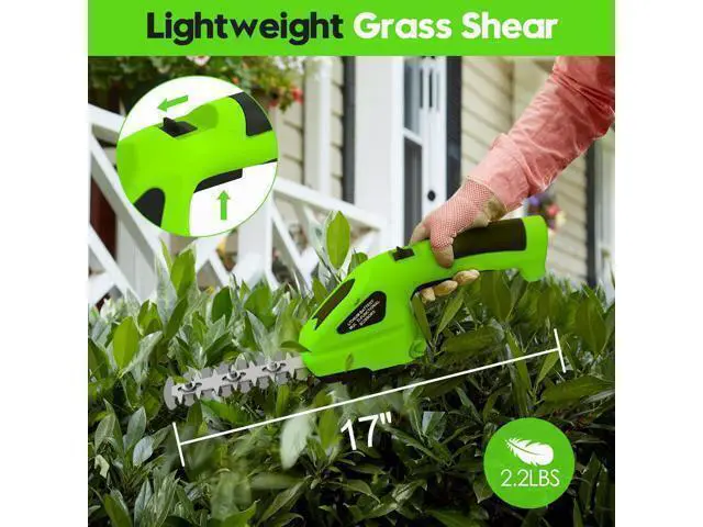 Alt view image 4 of 6 - 2 in 1 Handheld Hedge Trimmer Cordless & Grass Shear, 7.2V Electric Grass Trimmer Shrubbery Trimmer, Battery Bush Trimmer Hedge Shears/Grass Cutter Garden Tool for Lawn, Yard