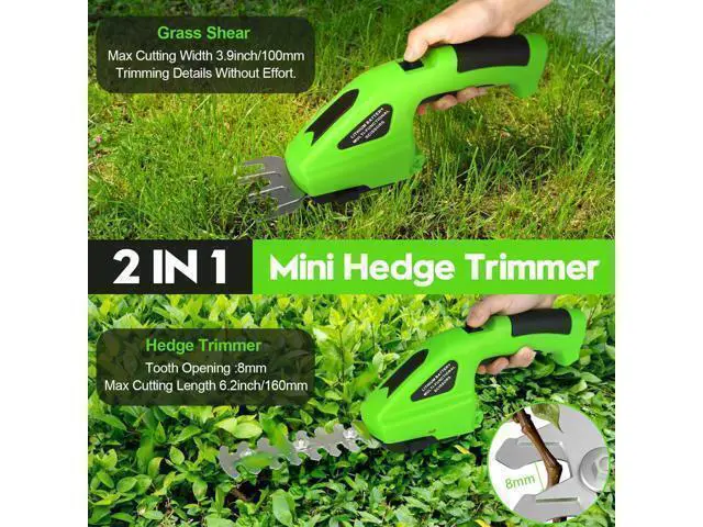 Alt view image 2 of 6 - 2 in 1 Handheld Hedge Trimmer Cordless & Grass Shear, 7.2V Electric Grass Trimmer Shrubbery Trimmer, Battery Bush Trimmer Hedge Shears/Grass Cutter Garden Tool for Lawn, Yard