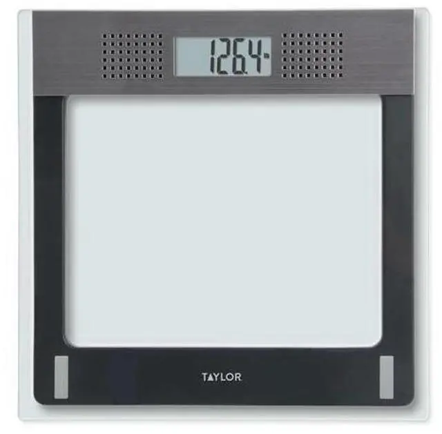 Main image of Talking Bathroom Scale for Seniors, 440 lb Capacity Glass Digital Body Weight Scale with Loud Voice Readout, Gray