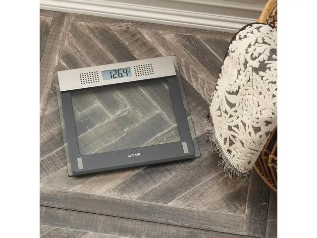 Alt view image 4 of 7 - Talking Bathroom Scale for Seniors, 440 lb Capacity Glass Digital Body Weight Scale with Loud Voice Readout, Gray