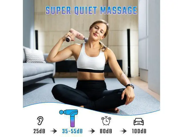 Alt view image 4 of 6 - Massage Gun Deep Tissue, Muscle Massage Gun with 9 Attachment Heads 20 Speeds & Silent Brushless Motor for Pain Relief, Handheld Percussion Back Massager Gun for Athletes(Pink)