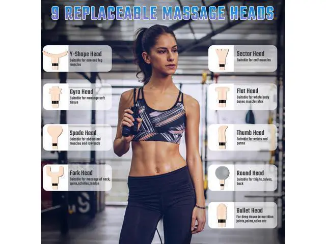 Alt view image 5 of 6 - Massage Gun Deep Tissue, Muscle Massage Gun with 9 Attachment Heads 20 Speeds & Silent Brushless Motor for Pain Relief, Handheld Percussion Back Massager Gun for Athletes(Pink)