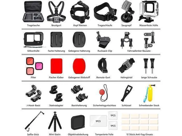 Alt view image 4 of 7 - BONAEVER Accessory Set Kit Bundle for GoPro Hero 12/11/10/9 Black Waterproof Protective Case Waterproof Housing Snorkelling Accessories Bicycle Mount Selfie Bar Head Strap for GoPro Hero 9 10 11 12