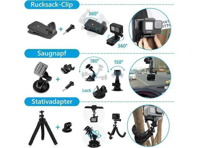 Alt view image 5 of 7 - BONAEVER Accessory Set Kit Bundle for GoPro Hero 12/11/10/9 Black Waterproof Protective Case Waterproof Housing Snorkelling Accessories Bicycle Mount Selfie Bar Head Strap for GoPro Hero 9 10 11 12