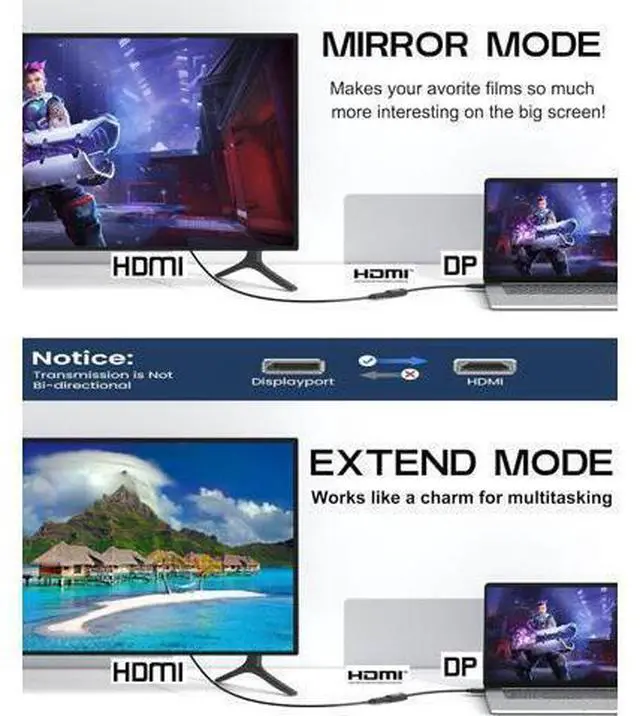 Alt view image 6 of 7 - DisplayPort to HDMI Adapter 4K 5-Pack Display Port DP to HDMI Adapter Cable Male to Female Compatible with Computer Monitor TV Projector (5 Black)