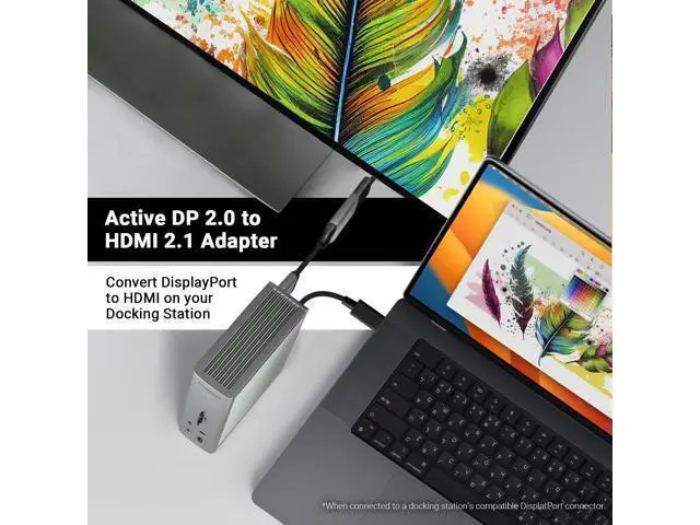 Alt view image 6 of 6 - DisplayPort 2.0 Male to HDMI 2.1 Female Active Adapter 8K 60Hz 4K UHD 120Hz High Refresh 10 bit Color HDR and Eyefinity Support *HDMI Cable Required (DP 2.0 to HDMI 2.1)