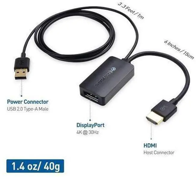 Alt view image 2 of 7 - HDMI to DisplayPort Adapter (HDMI to DP Adapter) with 4K Video Resolution Support