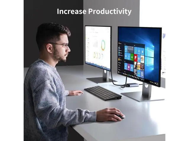 Alt view image 5 of 6 - Displayport to Dual HDMI Adapter 4K 60Hz Display Port to hdmi Splitter for Dual Monitors Extended Display DP 1.2 to 2 HDMI Monitor for Computer Laptop Graphic Card MST Extend Mode for Windows Only