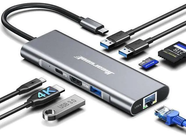 Main image of USB C Hub Ethernet 4K@60 USB-C to HDMI Hub 8in1 Multi-Port USBC Adapter Type C Dock Dongle Compatible for MacBook Pro Air iPad