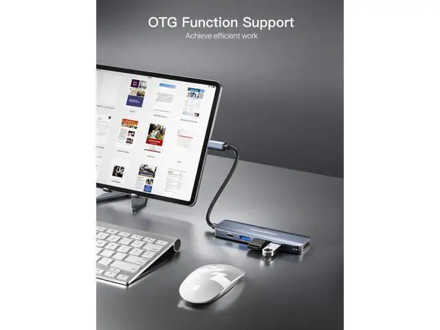 Alt view image 6 of 6 - USB C HUB USB-C Multiport Adapter 5 in 1 with 4K HDMI 100W Power Delivery 3 USB 3.0 Data Ports for MacBook Pro/Air iPad Pro/Air/Mini 6 and More