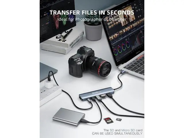 Alt view image 6 of 7 - 7-in-1 USB C Hub with 4K 60Hz HDMI 1Gbps Ethernet 100W Power Delivery SD/TF Card Slots USB 3.0 Data Ports for MacBook iPad Pro XPS