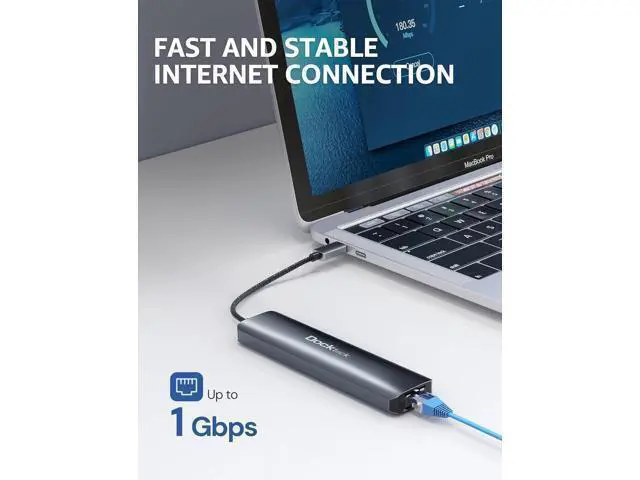 Alt view image 5 of 7 - 7-in-1 USB C Hub with 4K 60Hz HDMI 1Gbps Ethernet 100W Power Delivery SD/TF Card Slots USB 3.0 Data Ports for MacBook iPad Pro XPS