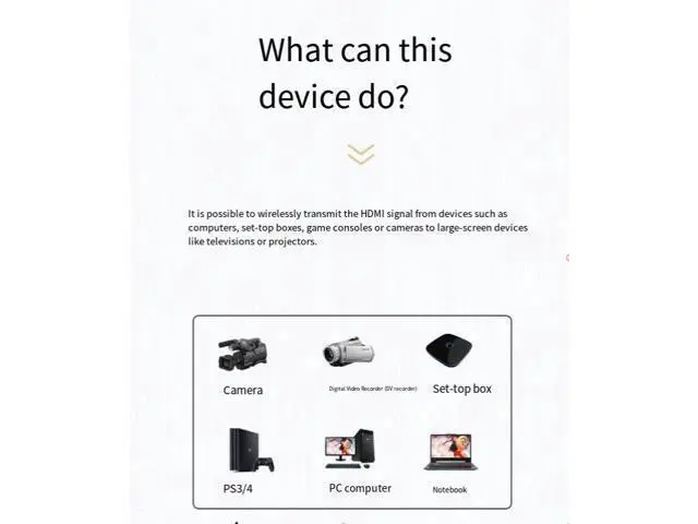 Alt view image 4 of 7 - CS5 Wireless HDMI Extender, Wireless Screen Mirroring Adapter, Point-to-Point Plug-and-Play for Laptop/PC to TV/Projector 60cm