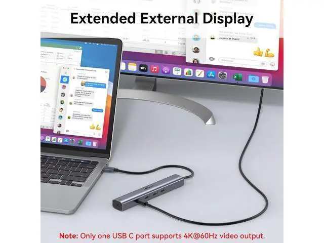 Alt view image 3 of 7 - USB C Hub 10Gbps USB C Splitter with 4K@60Hz Video Output 100W PD Charging Data Transfer USB4 Multiport Dongle for MacBook Pro iPad Pro and Type-C Devices