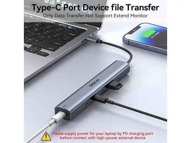 Alt view image 5 of 7 - USB C Hub 10Gbps USB C Splitter with 4K@60Hz Video Output 100W PD Charging Data Transfer USB4 Multiport Dongle for MacBook Pro iPad Pro and Type-C Devices
