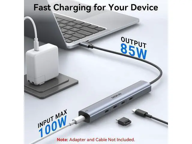 Alt view image 6 of 7 - USB C Hub 10Gbps USB C Splitter with 4K@60Hz Video Output 100W PD Charging Data Transfer USB4 Multiport Dongle for MacBook Pro iPad Pro and Type-C Devices