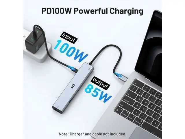 Alt view image 5 of 7 - Selore 10Gbps USB C Hub Multiport Adapter Ethernet Adapter with 4K@60Hz HDMI Gigabit Ethernet 3 USB C Ports 100W PD USBC Dongle for MacBook Pro Air iPad HP etc