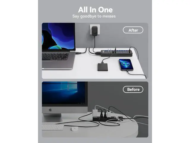 Alt view image 6 of 7 - Powered USB Hub Wenter 11-Port USB Splitter Hub (10 Faster Data Transfer Ports+ 1 Smart Charging Port) with Individual LED On/Off Switches USB Hub 3.0 Powered with Power Adapter for Mac PC