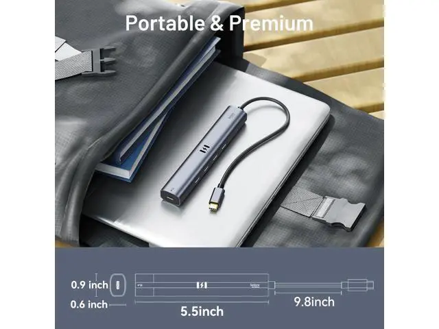 Alt view image 7 of 7 - 10Gbps USB C Hub with 4K@60Hz Video Display Selore 5 Ports USB C Splitter C Port Data Transfer 100W PD-in Charging Dongle Multiport Adapter for MacBook Pro iPad HP and More
