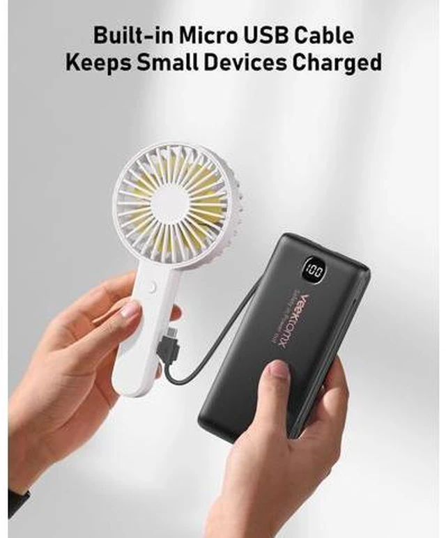 Alt view image 5 of 7 - Portable Charger Power Bank Built in Cables and Wall Plug, 10000mAh iPhone Battery Pack Fast Charging, USB C External Slim Power Bank, Travel Essentials Compatible with iPhone 17 16 15 14 iPad, Black