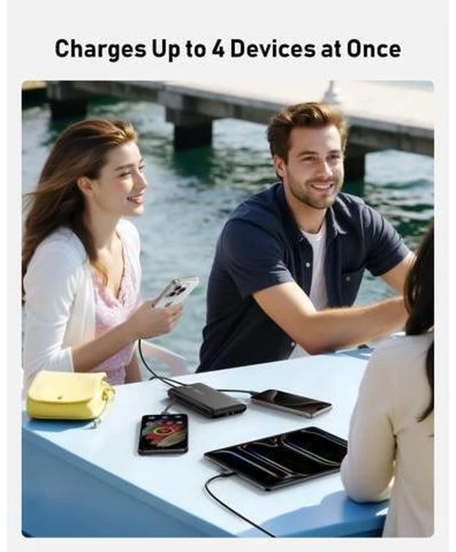 Alt view image 4 of 7 - Portable Charger Power Bank Built in Cables and Wall Plug, 10000mAh iPhone Battery Pack Fast Charging, USB C External Slim Power Bank, Travel Essentials Compatible with iPhone 17 16 15 14 iPad, Black