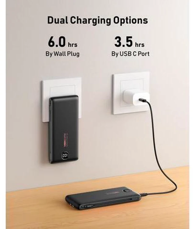 Alt view image 7 of 7 - Portable Charger Power Bank Built in Cables and Wall Plug, 10000mAh iPhone Battery Pack Fast Charging, USB C External Slim Power Bank, Travel Essentials Compatible with iPhone 17 16 15 14 iPad, Black