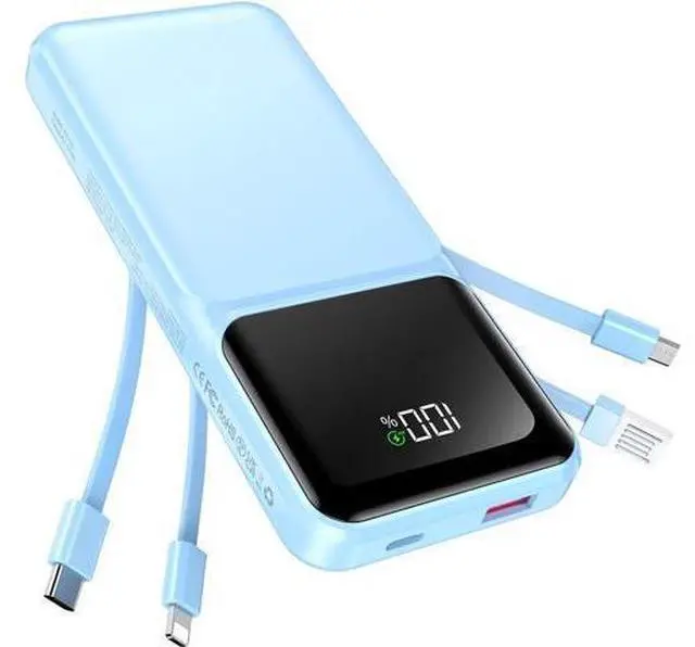 Main image of Portable Charger with Built in Cable - 20000mAh Fast Charging 22.5W Power Bank USB C LED Display Slim Battery Pack 5 Outputs & 3 Inputs for Travel Essentials iPhone Android Phones Tablets